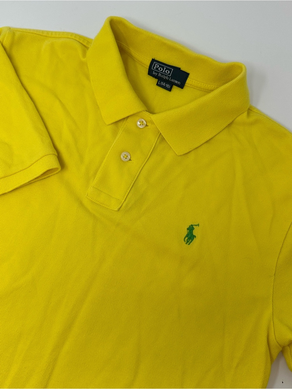 Polo Ralph Lauren Boys Yellow Classic Fit Short Sleeve Cotton Polo Shirt L 14-16